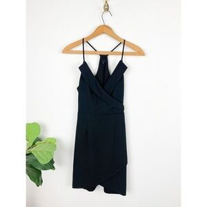 NBD Revolve Black Faux Wrap Spaghetti Strap Mini Dress Sz S
